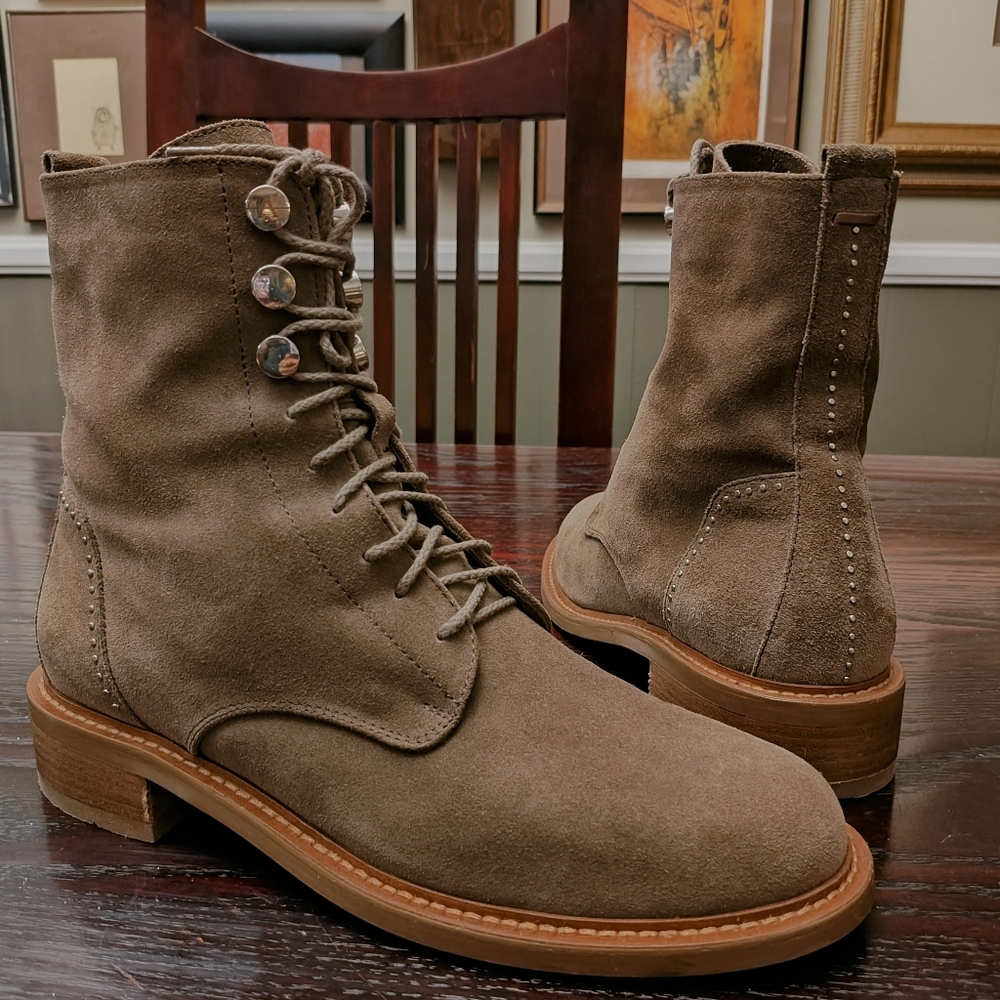 Aquatalia "Ali" Suede Lace-Up Combat Boots in size US 10 - Picture 10 of 10